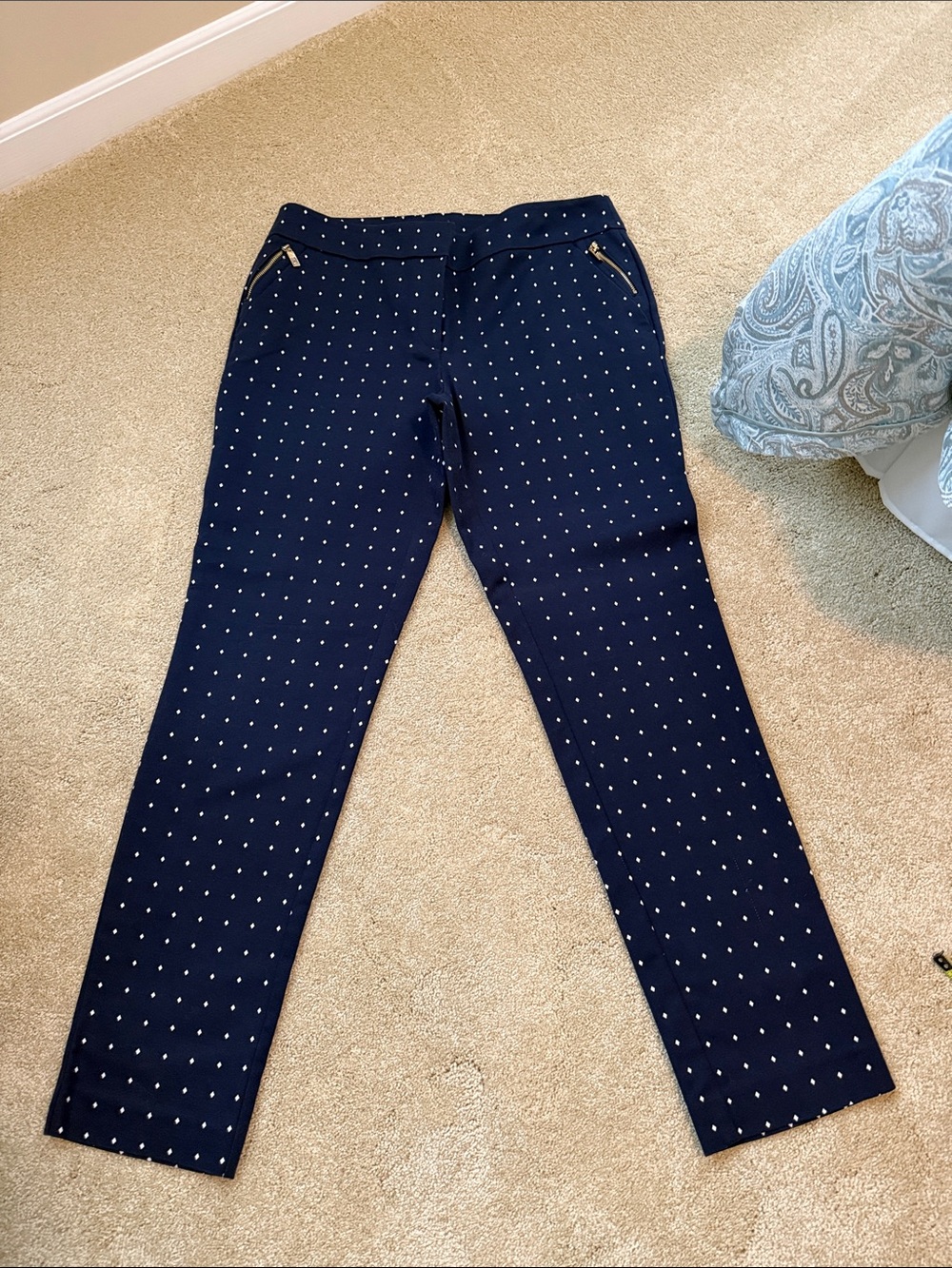 Anne Klein Navy Studded Slim Leg Pants